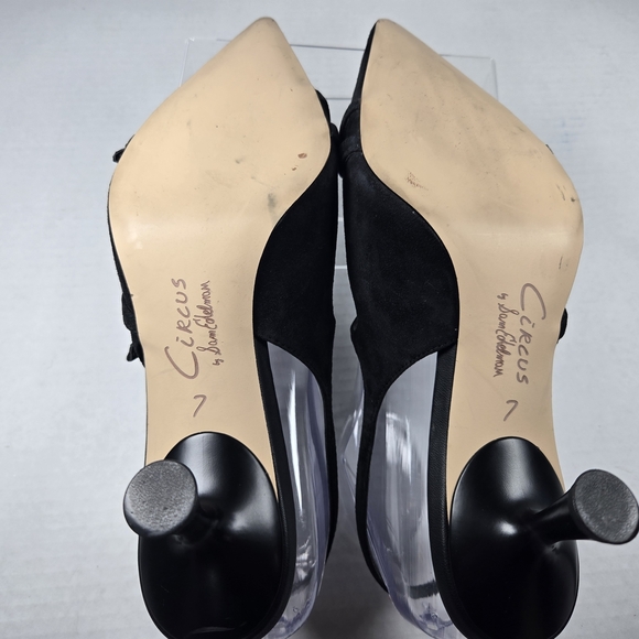 Circus by Sam Edelman Fraya Slingback Black Suede Pumps with Gold Buckles-Size 7 - Picture 10 of 15